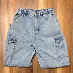 Forever 21 Blue Denim Elastic Waist Pants